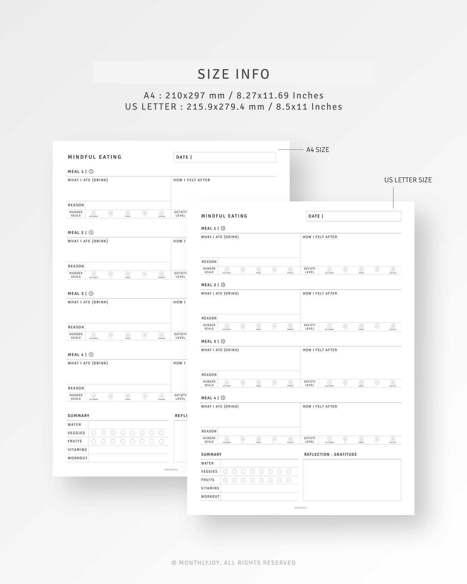 Mindful Eating Food Journal Printable A4/letter Food Sensitivities Log ...