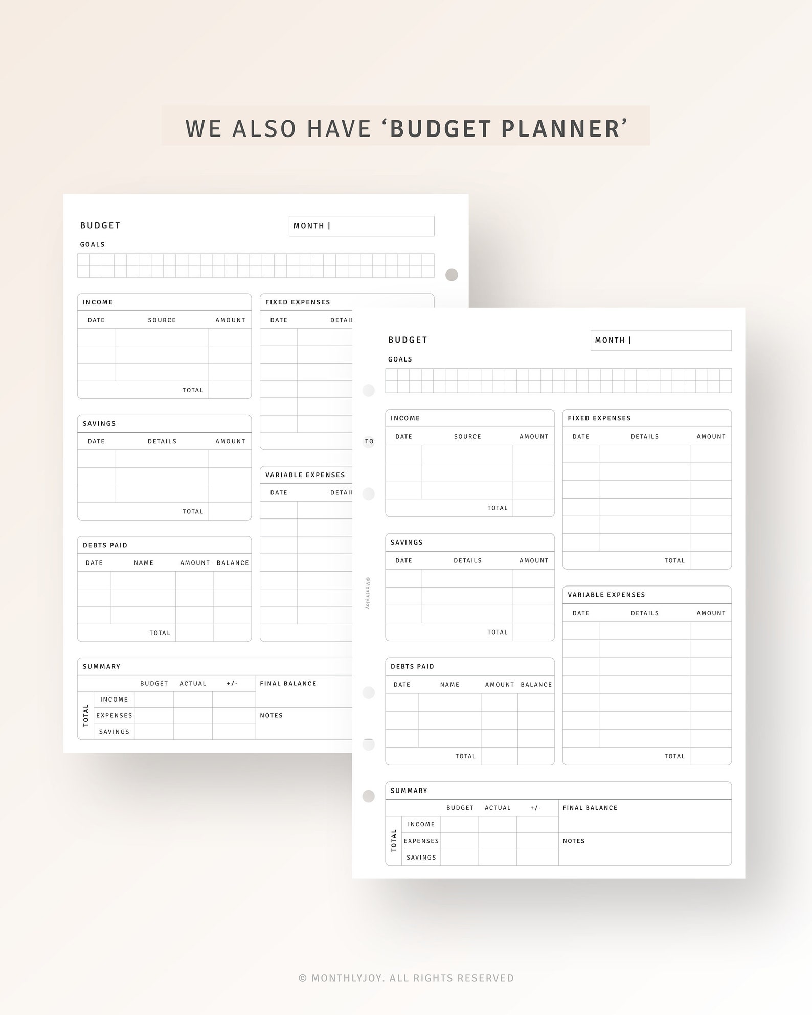A5 Size Budget Planner Printable Money Tracker Template Bill Etsy
