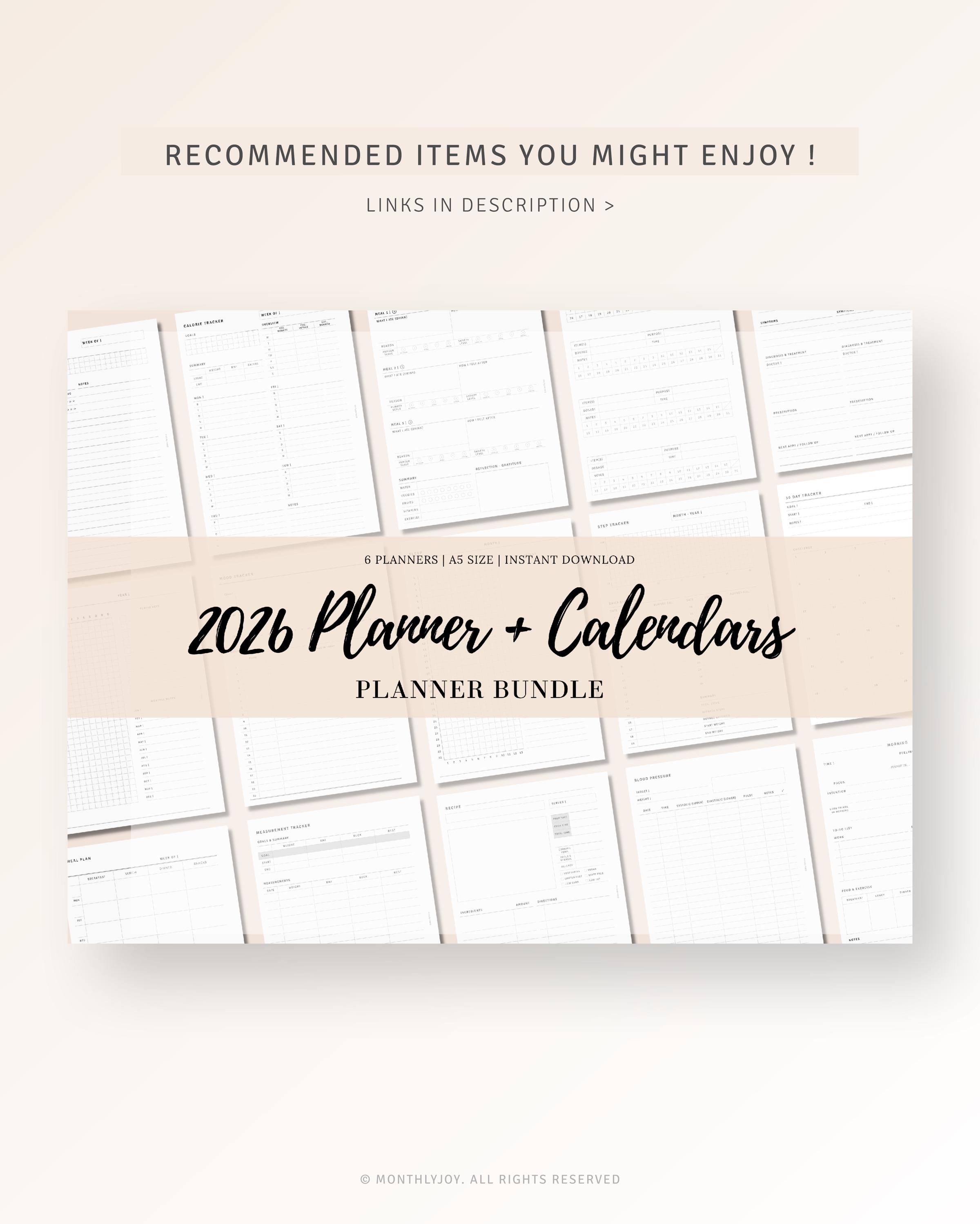 A5 Inserts, 2026 Weekly Planner Printable 2026 Dated Weekly Schedule ...