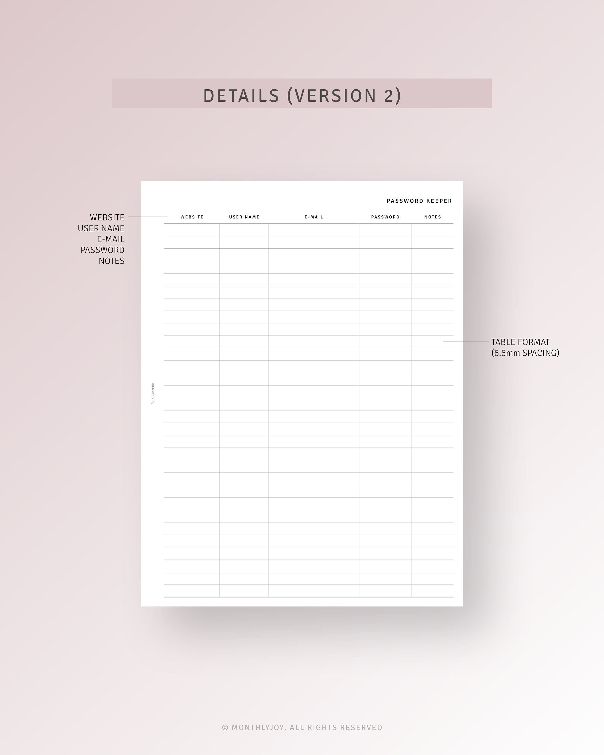 Password Tracker Printable HP Classic Inserts, Website Login Username ...