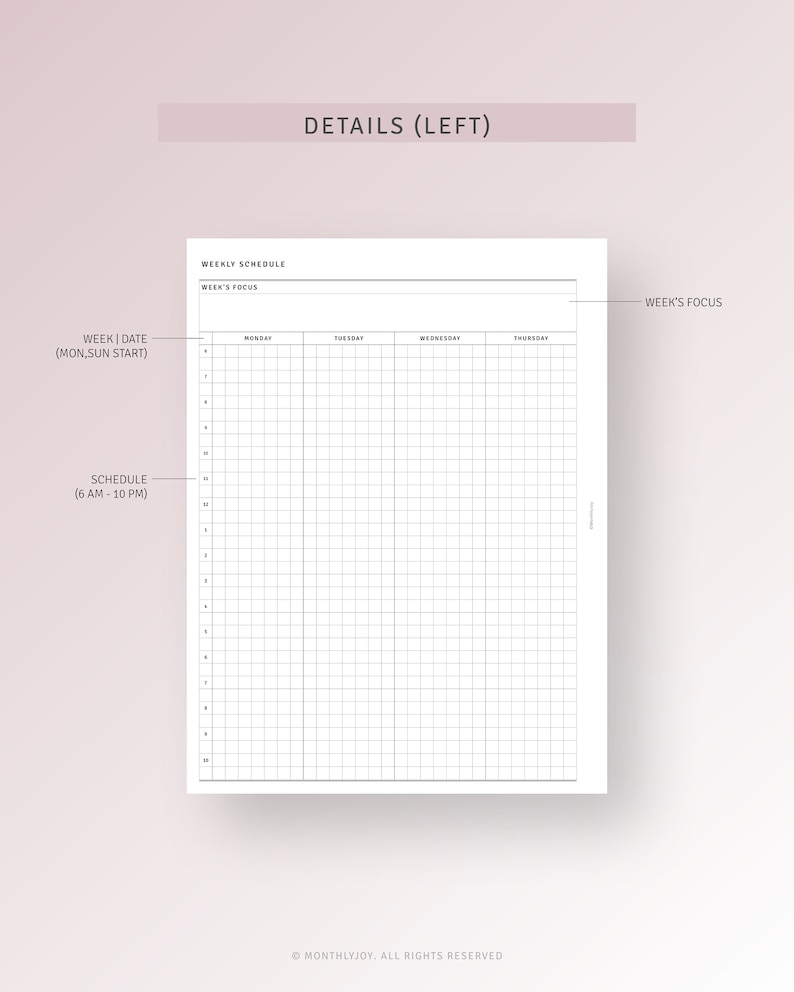 HP Classic Printable Weekly Schedule Organizer, Undated Weekly Hourly ...