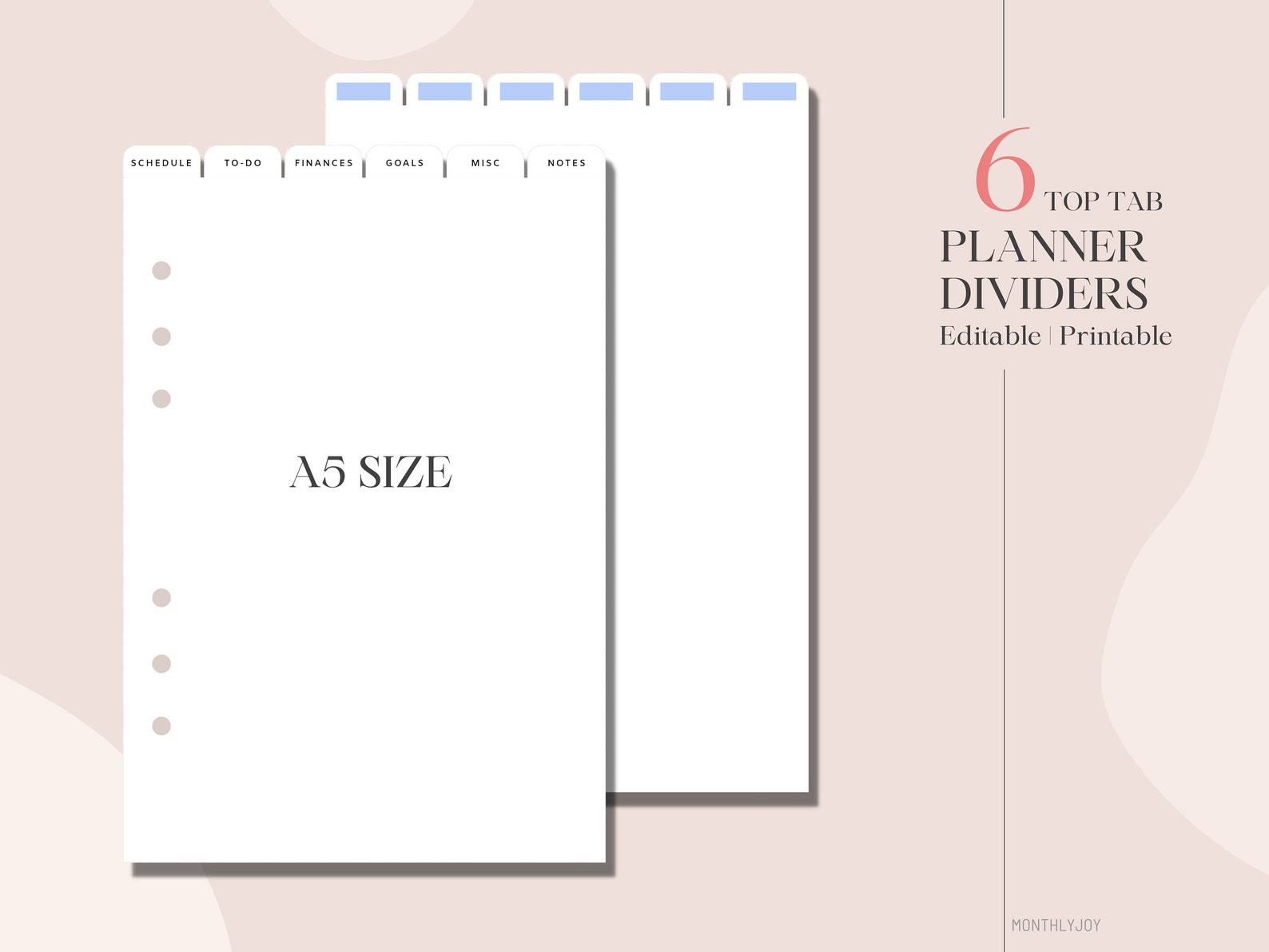 Editable A5 Planner Dividers Blank Dividers Planner Dividers | Etsy