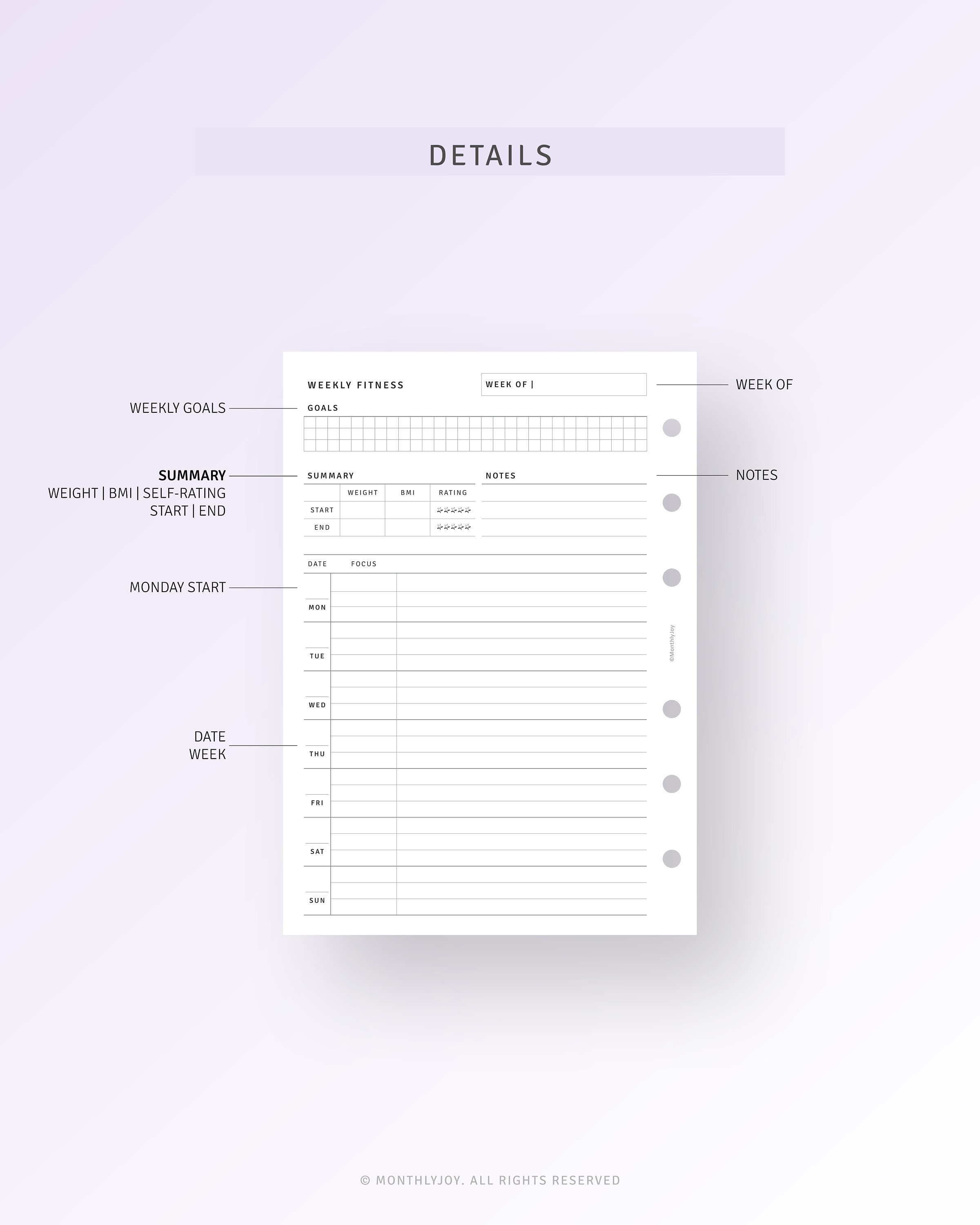 Workout Tracker Printable A6 Inserts, Fitness Calendar Template PDF