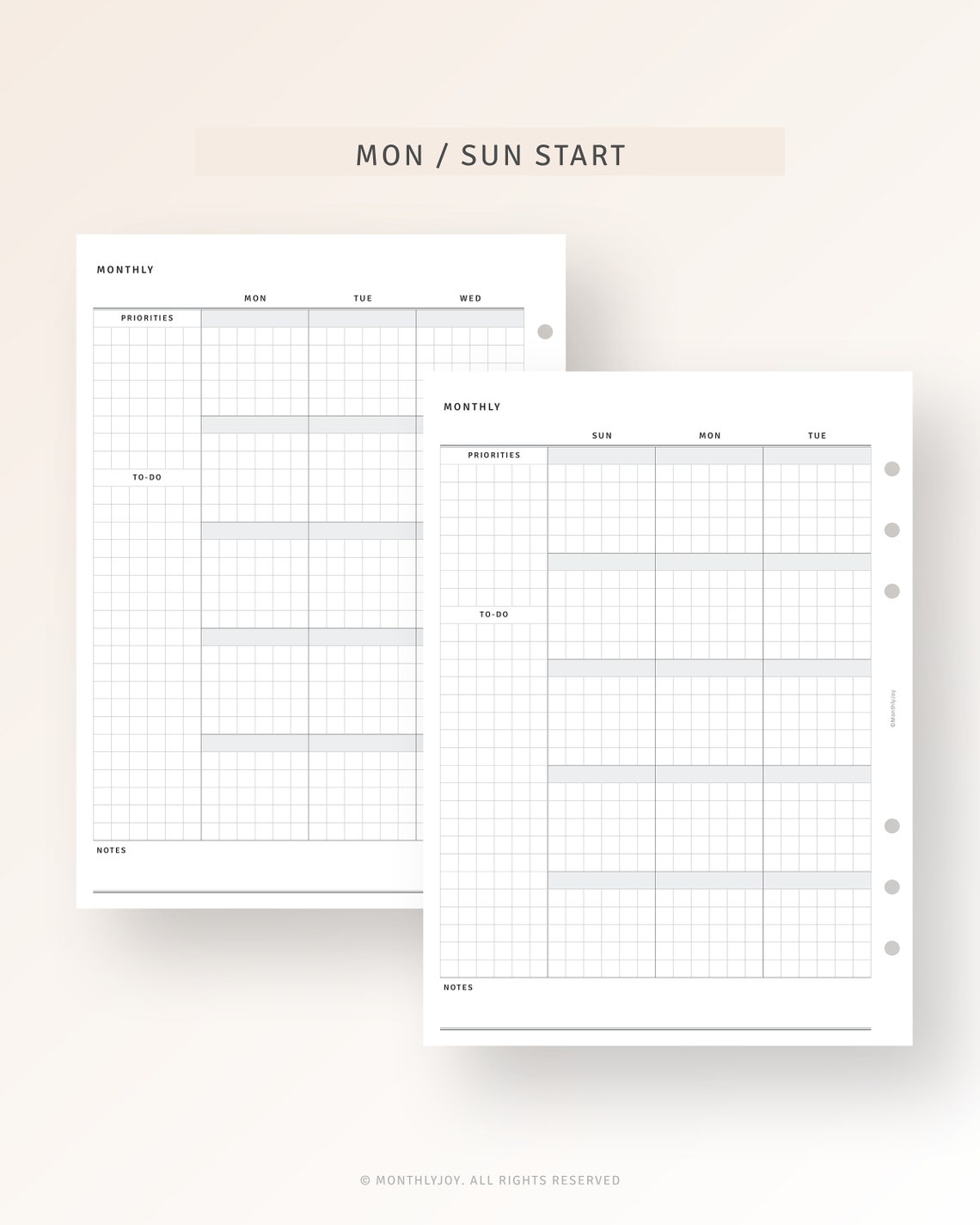 Undated Monthly Planner A5 Inserts Printable Hobo Style Monthly ...
