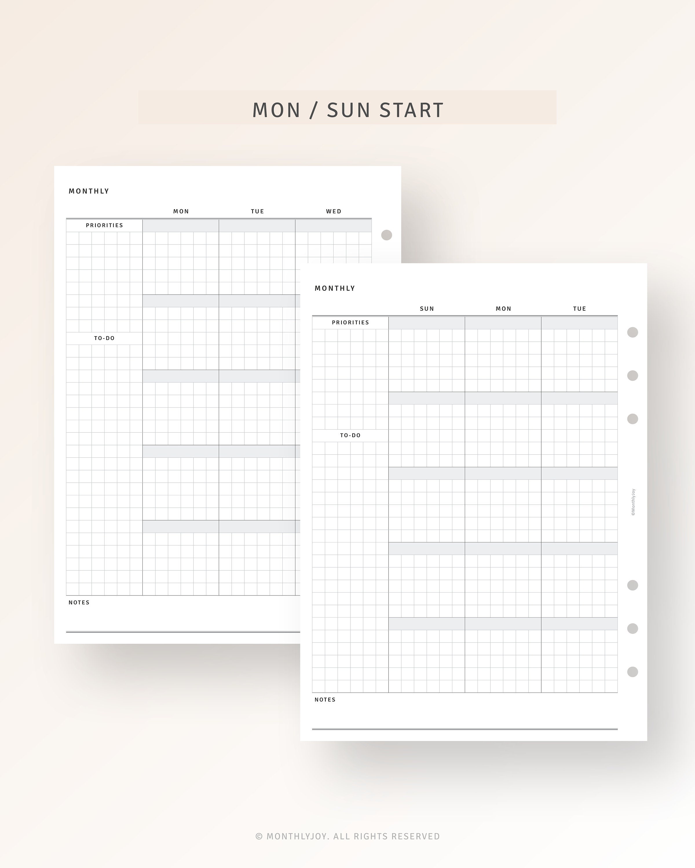 Undated Monthly Planner A5 Inserts Printable Hobo Style Monthly ...