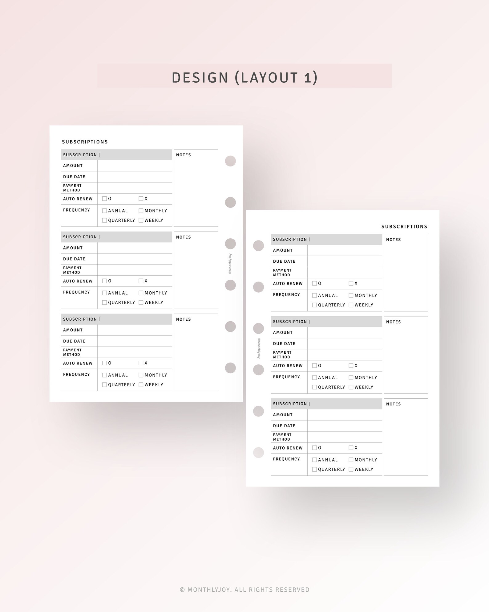Subscription Tracker Pocket Plus Printable Inserts, Membership Payment ...