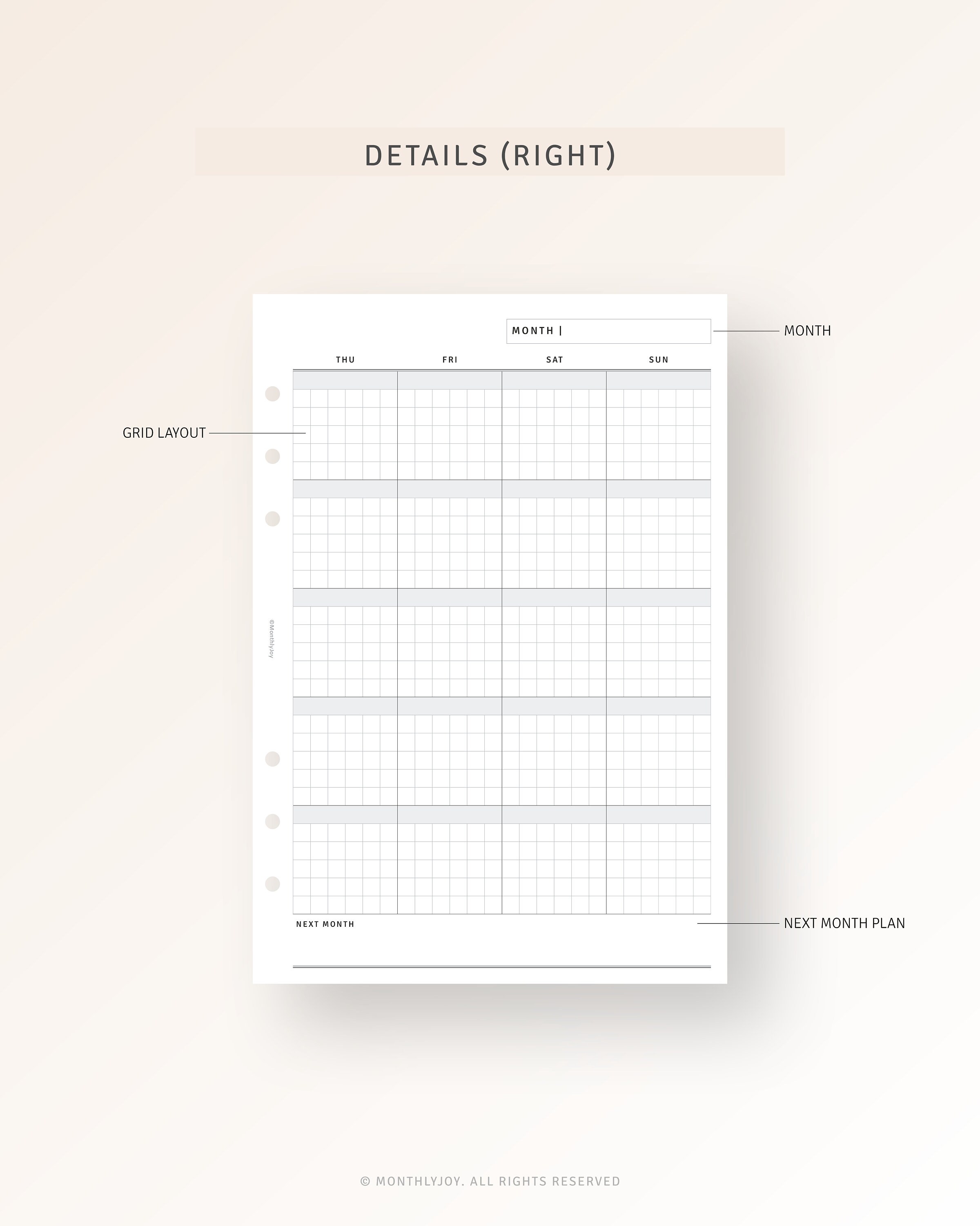 Undated Monthly Planner A5 Inserts Printable Hobo Style Monthly ...
