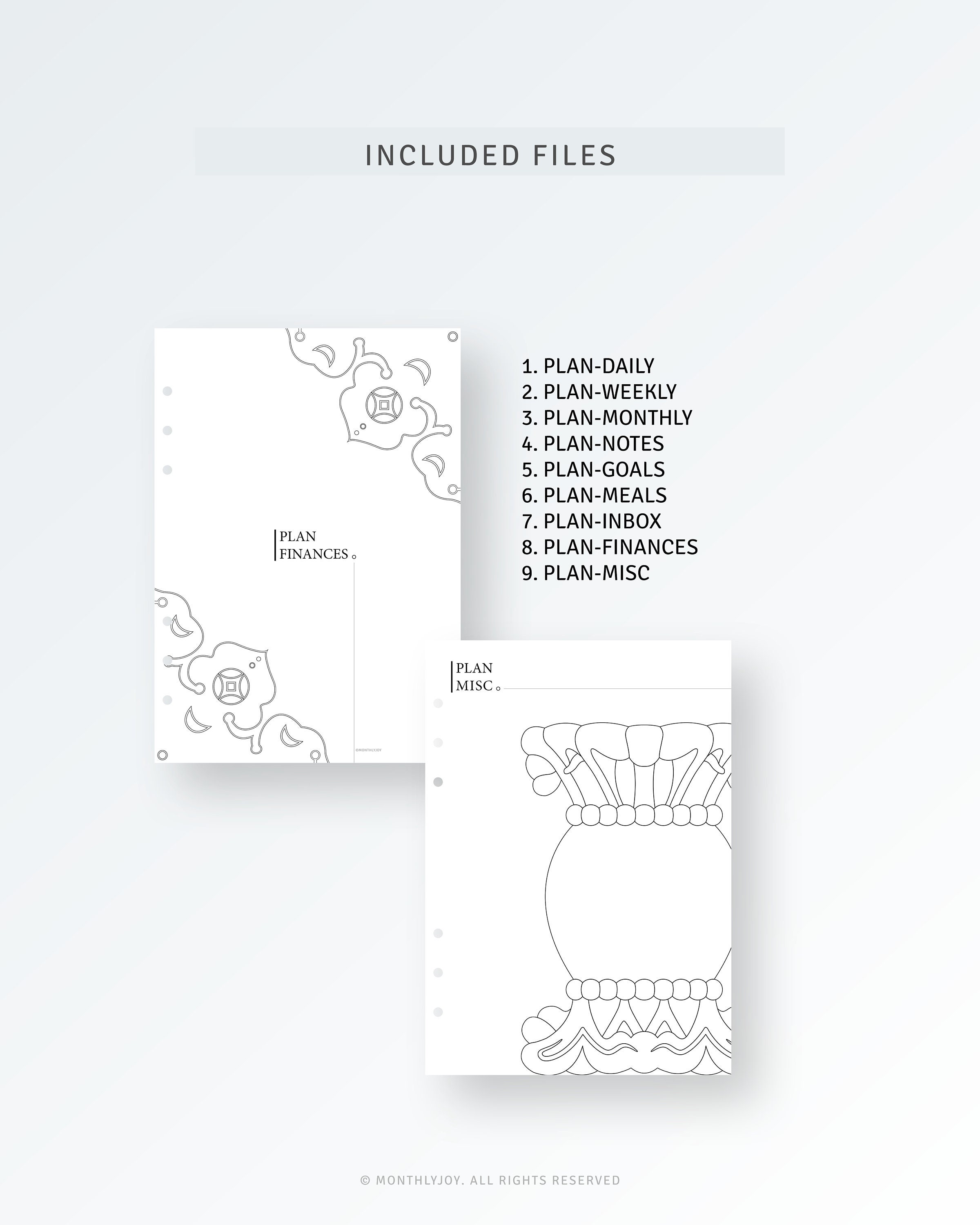 Planner Dashboard A5 Inserts Printable Dividers, Traditional Pattern ...