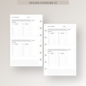 Bill Tracker Printable FC Compact Inserts, Spending Log Template ...