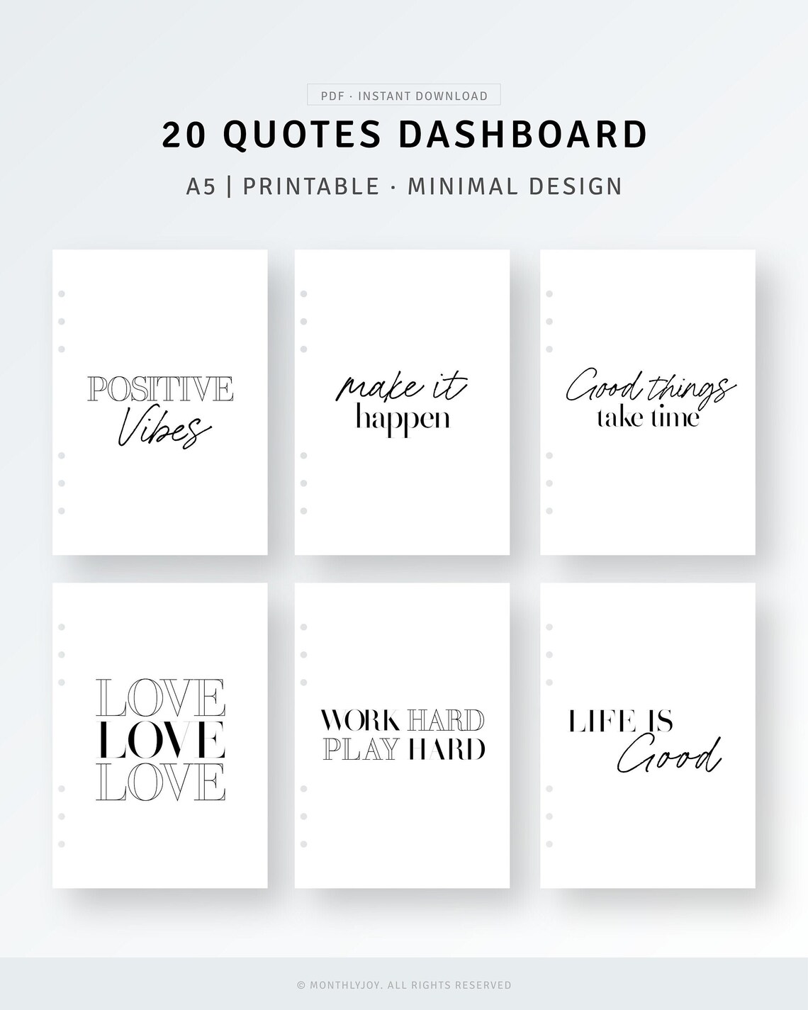 A5 Size Motivation Planner Quotes Dashboard Printable A5 - Etsy