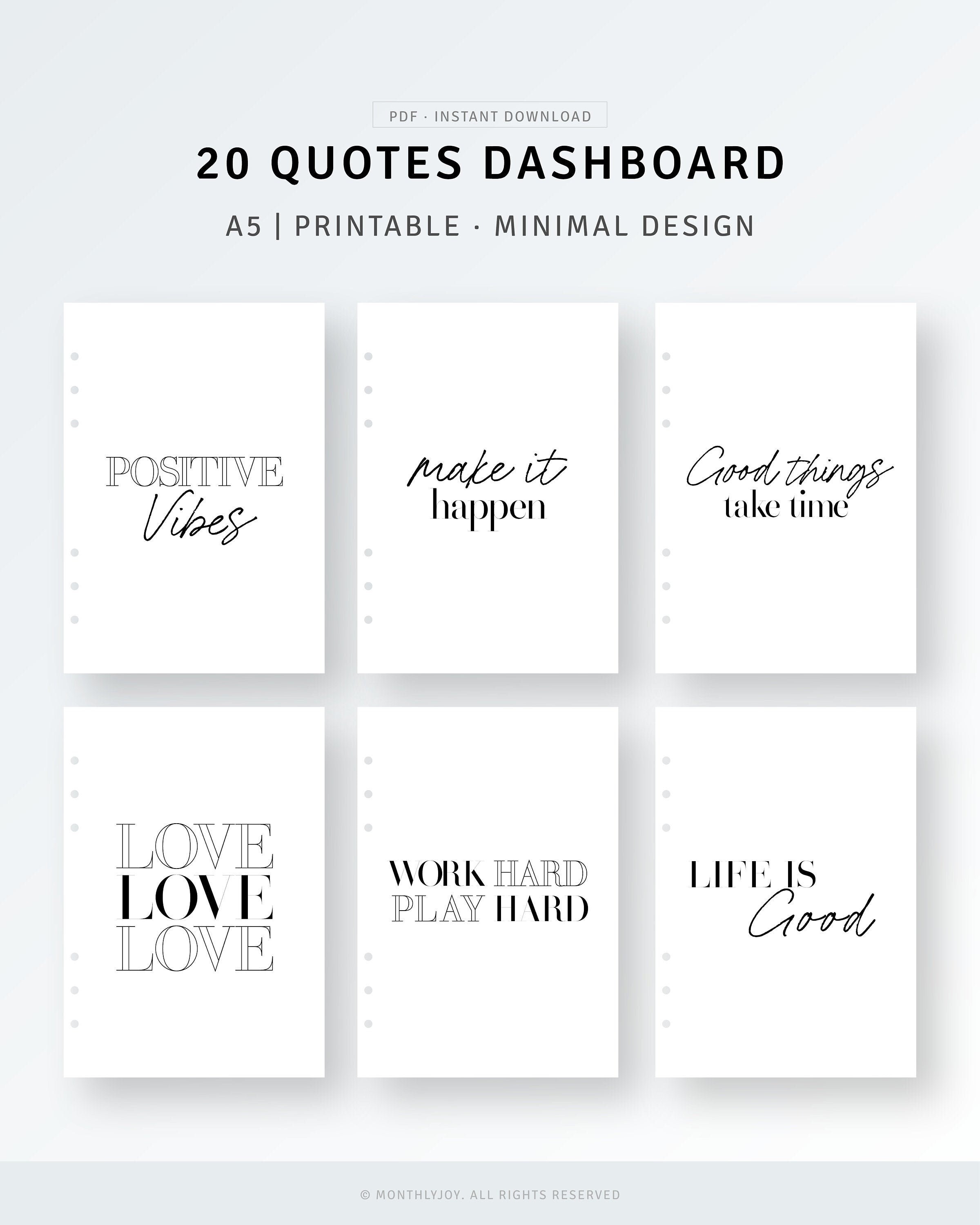 Love Life Motivational Quotes Sticker Sheet Black & White Scrapbook Planner
