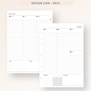A5 Inserts, 2024 Weekly Planner Printable 2024 Dated Weekly Schedule ...