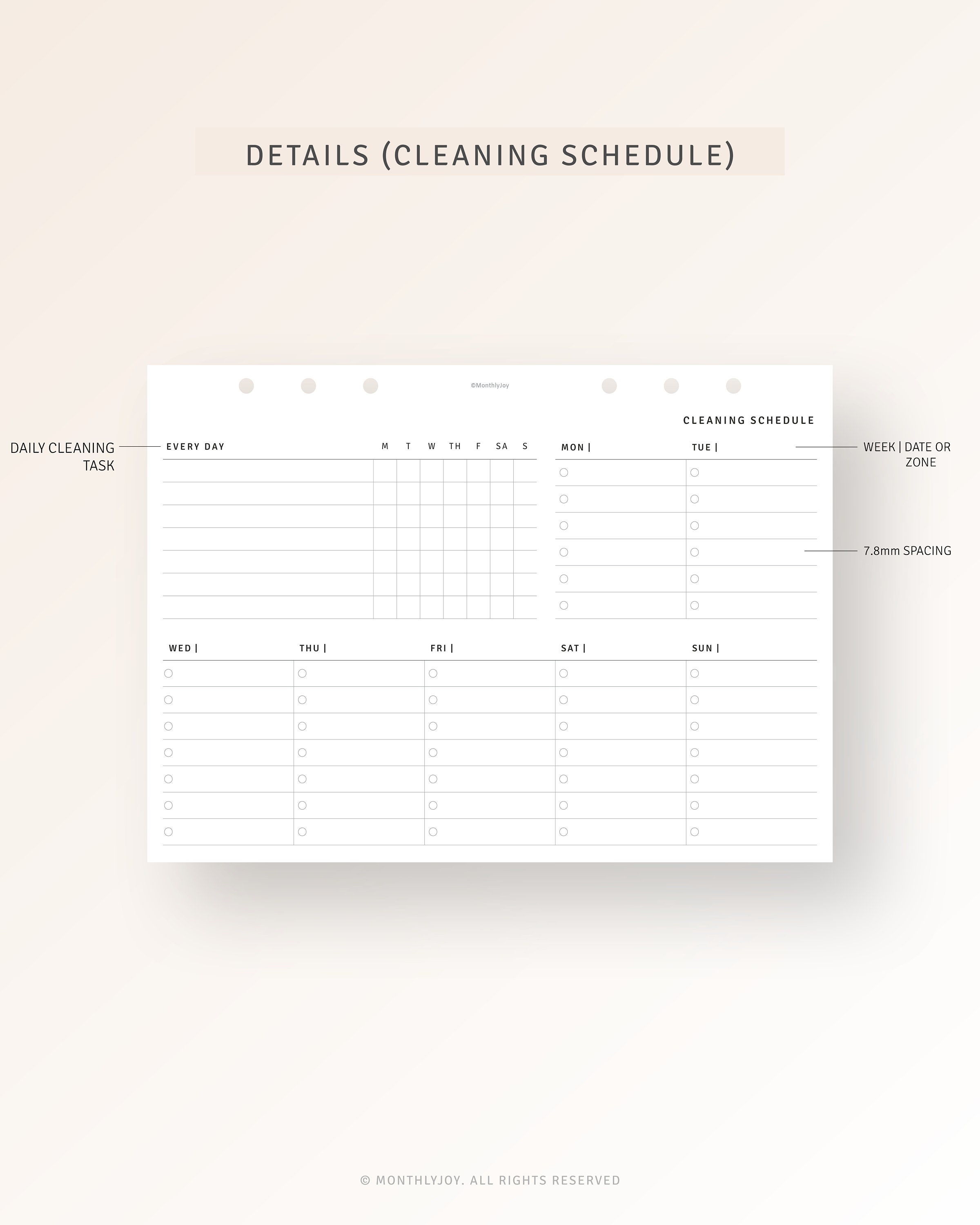 A5 Inserts, Cleaning Planner Schedule Printable Weekly Daily Cleaning ...