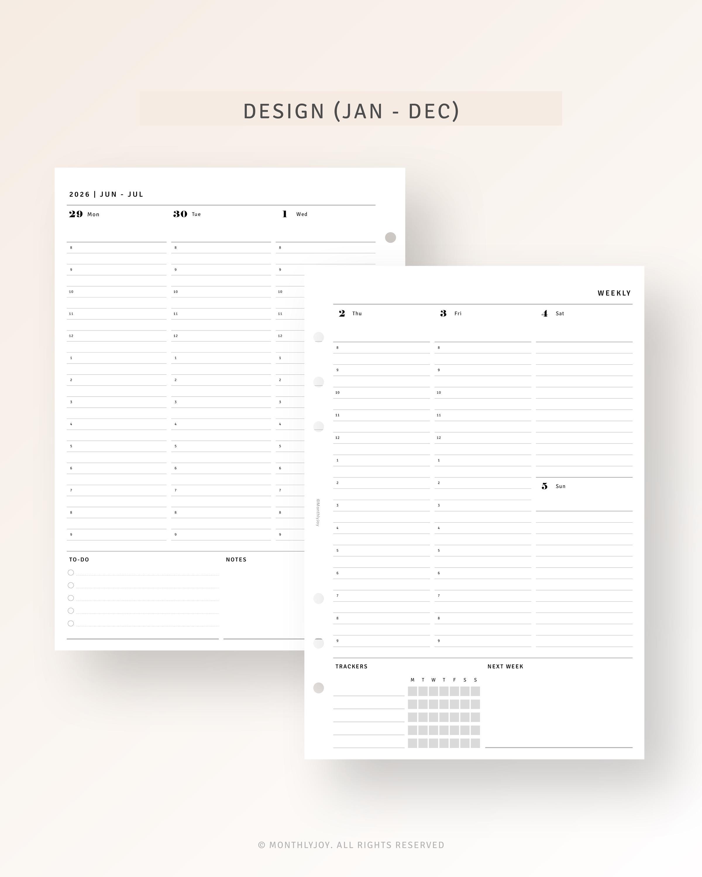 A5 Inserts, 2026 Weekly Planner Printable 2026 Dated Weekly Schedule ...