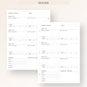 A5, Mindful Eating Food Journal Printable Inserts, Food Sensitivities ...