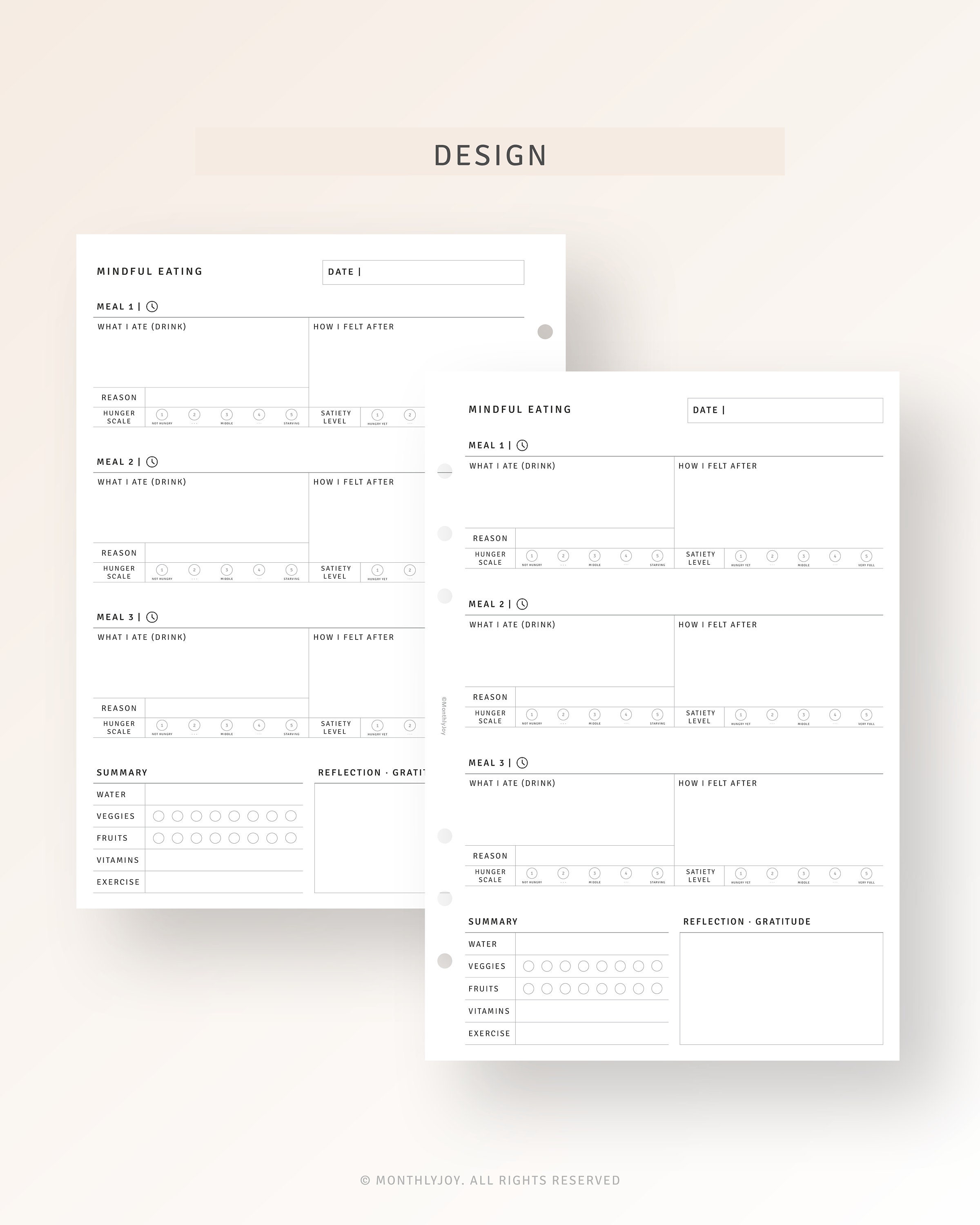 A5 Mindful Eating Food Journal Printable Inserts Food Log - Etsy