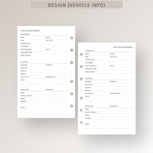 Car Maintenance Log FC Compact Inserts Printable Vehicle Service ...