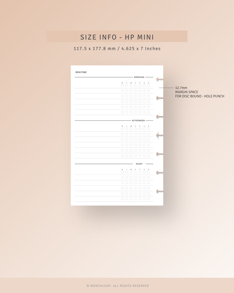 Routine Planner HP Mini Inserts Printable Morning Night Habit Tracker ...
