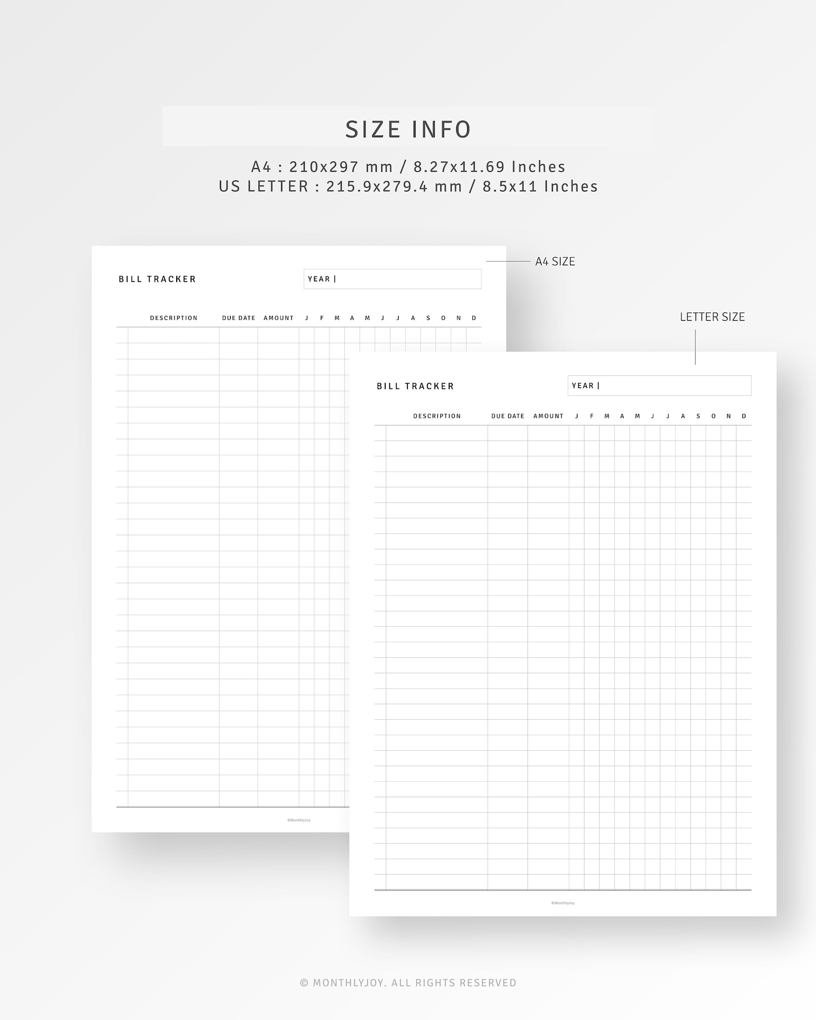 Bill Organizer Printable A4/letter Inserts, Money Spending Log Template ...