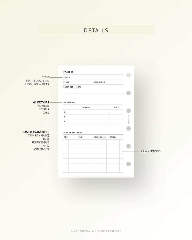 Project Tracker Printable Pocket Size Inserts Project Planner Etsy