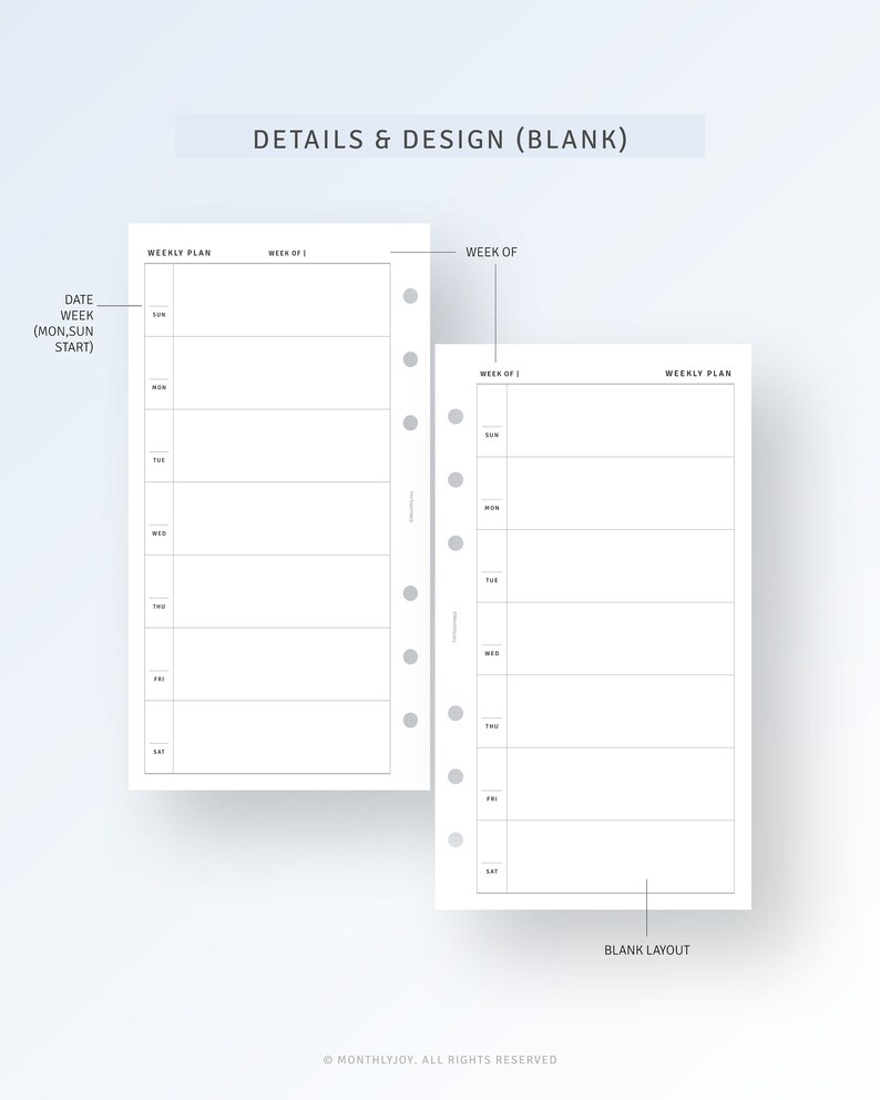 Personal, Week on One Page Printable Weekly Schedule Organizer, Minimal Weekly Task Organizer, Weekly Overview, Digital Download PDF image 6
