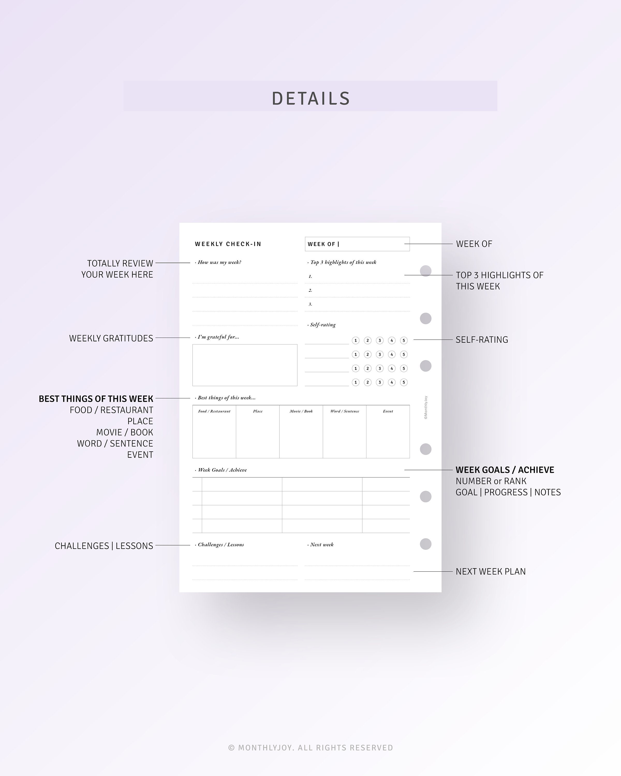 Weekly Review Printable A6 Inserts, Week Reflection Journal, Weekly ...
