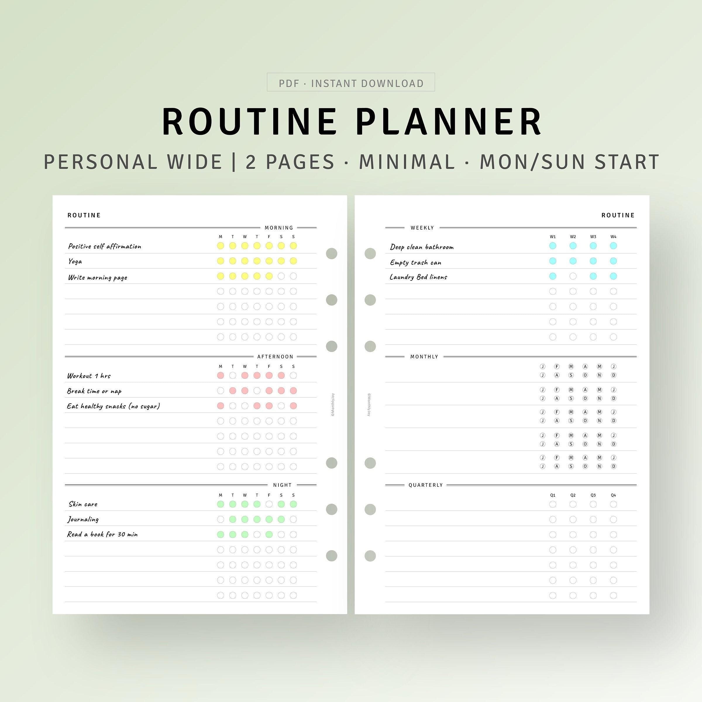 Routine Inerts Routine Tracker Printable Daily to Do List, Morning Night Routine ...