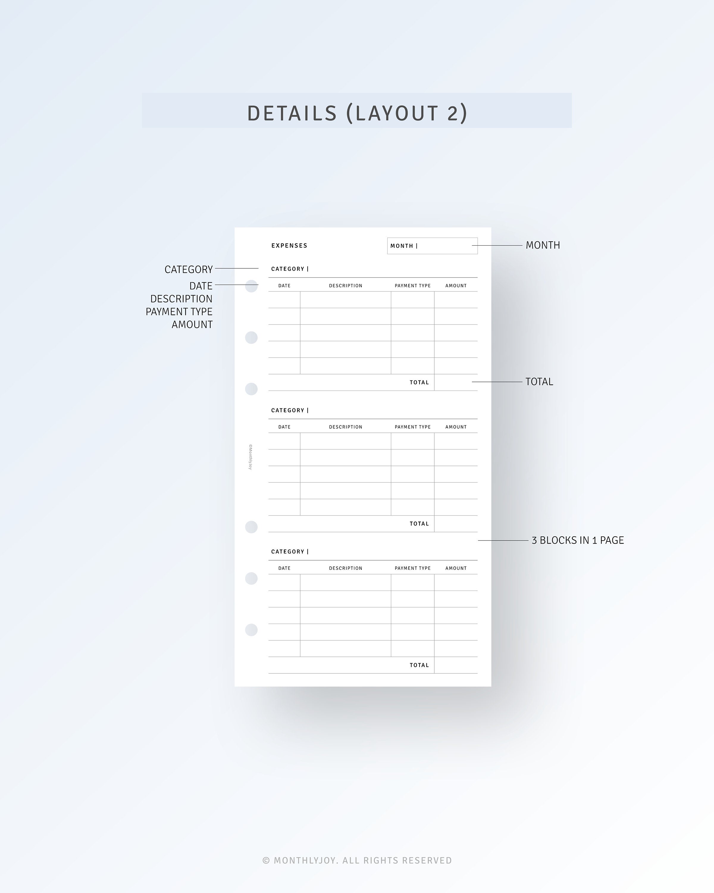 Personal Expense Tracker Printable Spending Tracker Monthly - Etsy