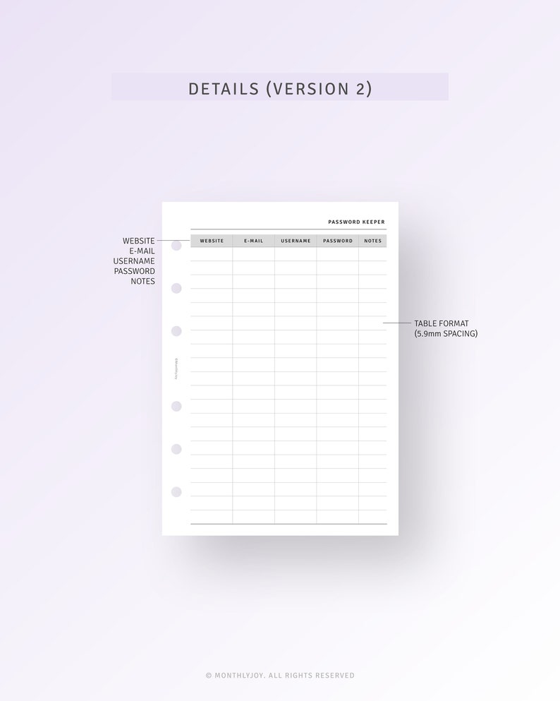 Password Tracker Printable A6 Inserts, Website Login Password Log ...