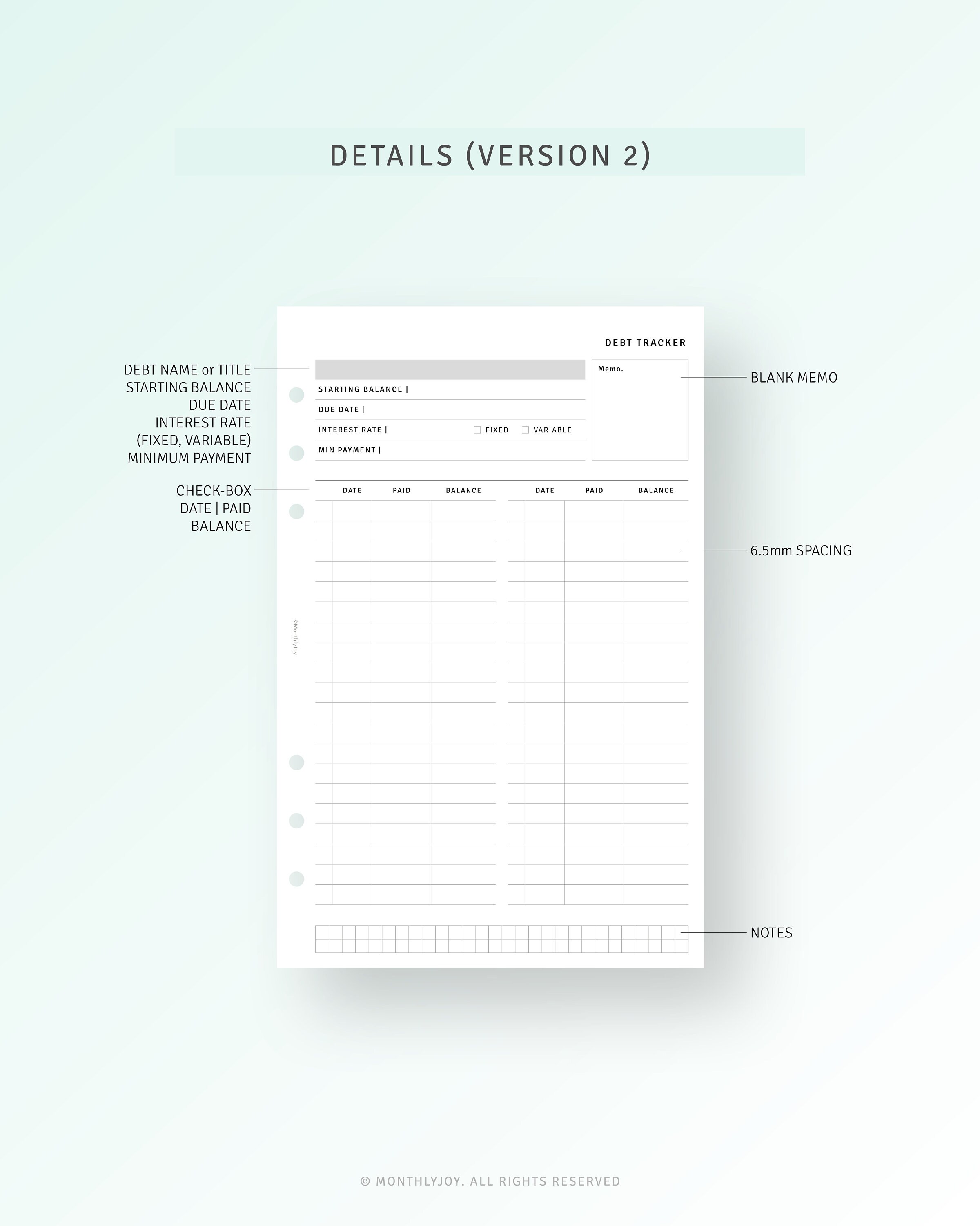Debt Payoff Tracker Printable Half-letter Inserts, Debt Snowball ...