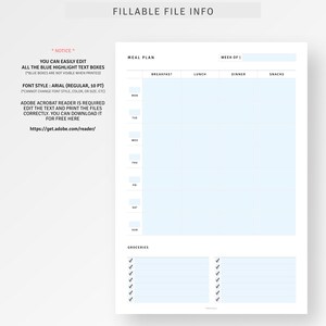 Weekly Meal Planner With Grocery List A4/letter Size Printable Daily ...