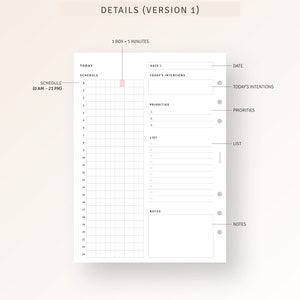 24 Hour Daily Planner Printable A5 Inserts, Military Time Planner, Time ...