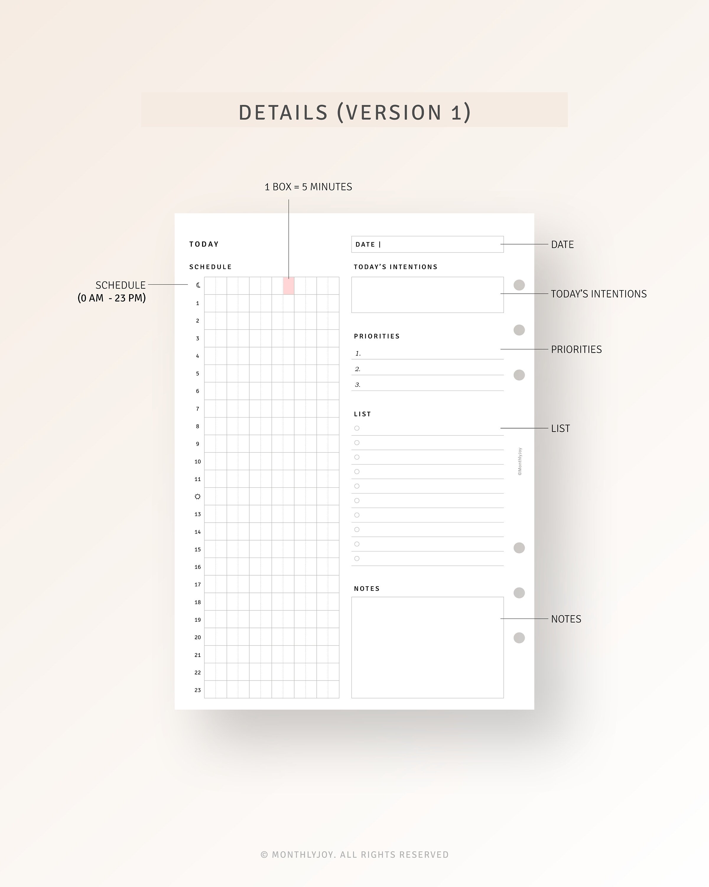 24 Hour Daily Planner Printable A5 Inserts, Military Time Planner, Time ...
