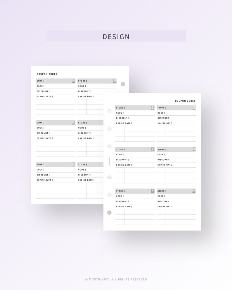 Coupon Codes Tracker A6 Inserts, Shopping Discount Code Log Template, Sale Checklist, Store Coupon Code List Organizer, Discount Tracker image 4