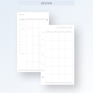 May include: A printable monthly planner with a grid layout. The planner has sections for priorities, to-do, and notes. The planner is designed for use with a disc-bound planner system.