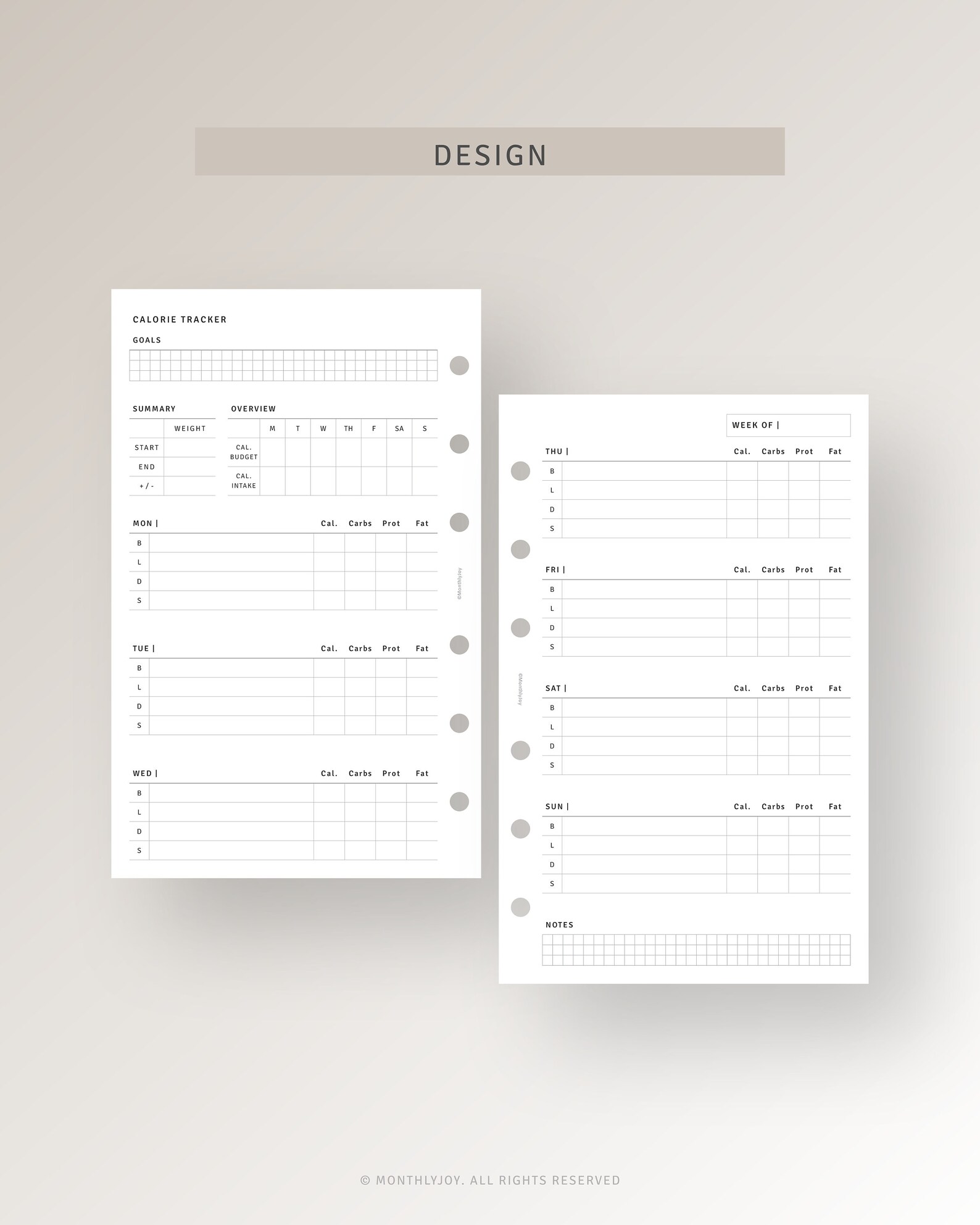 Calorie Tracker FC Compact Inserts Printable Weight Loss Tracker, Diet ...