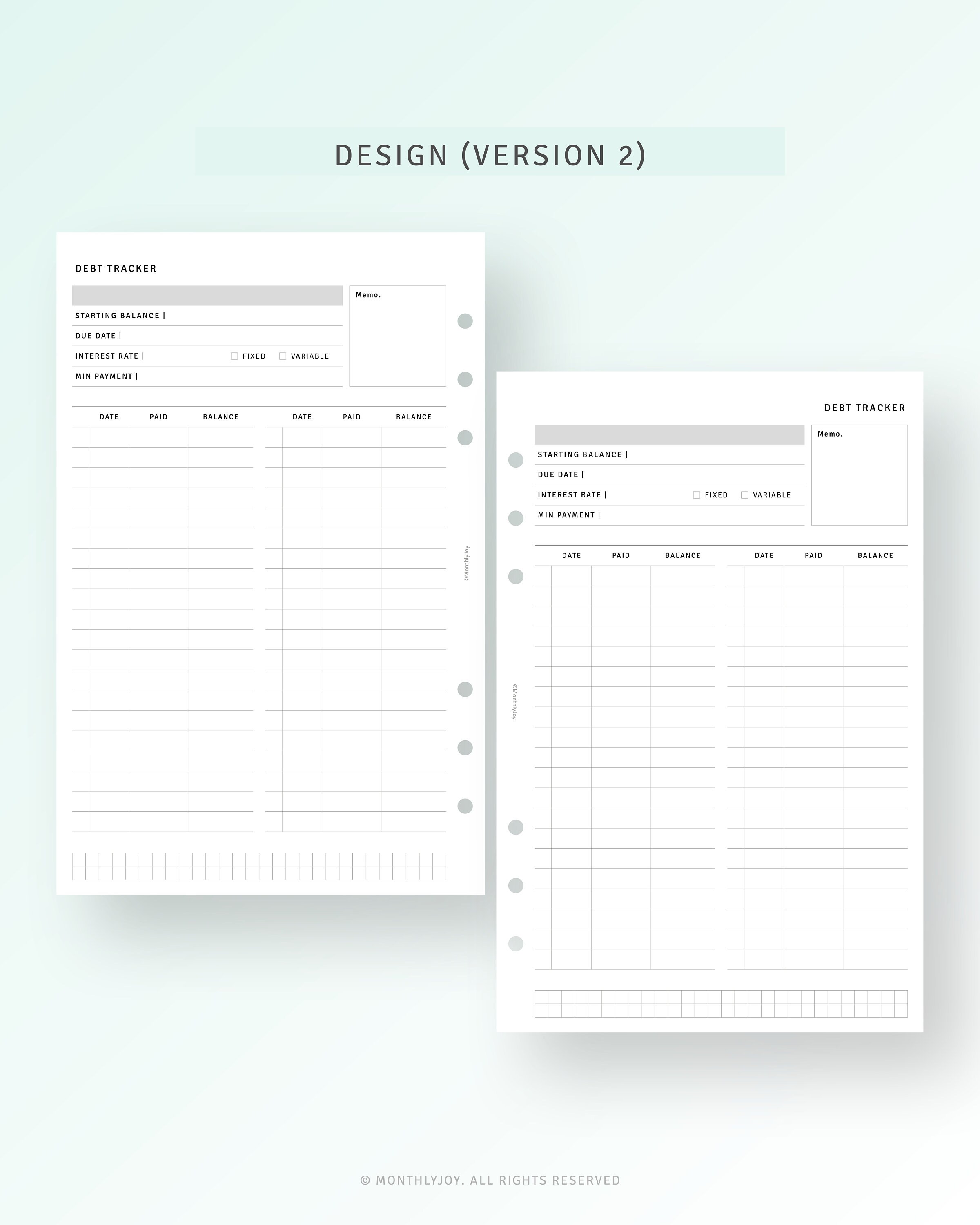 Debt Payoff Tracker Printable Half-letter Inserts, Debt Snowball ...