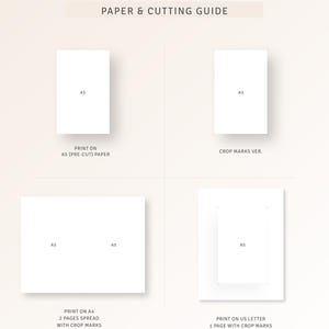 Puede incluir: Una gu&iacute;a para imprimir y cortar papel para una agenda imprimible. La gu&iacute;a muestra c&oacute;mo imprimir en papel A5, A4 y US Letter. La gu&iacute;a tambi&eacute;n muestra c&oacute;mo recortar las p&aacute;ginas para un aspecto limpio.