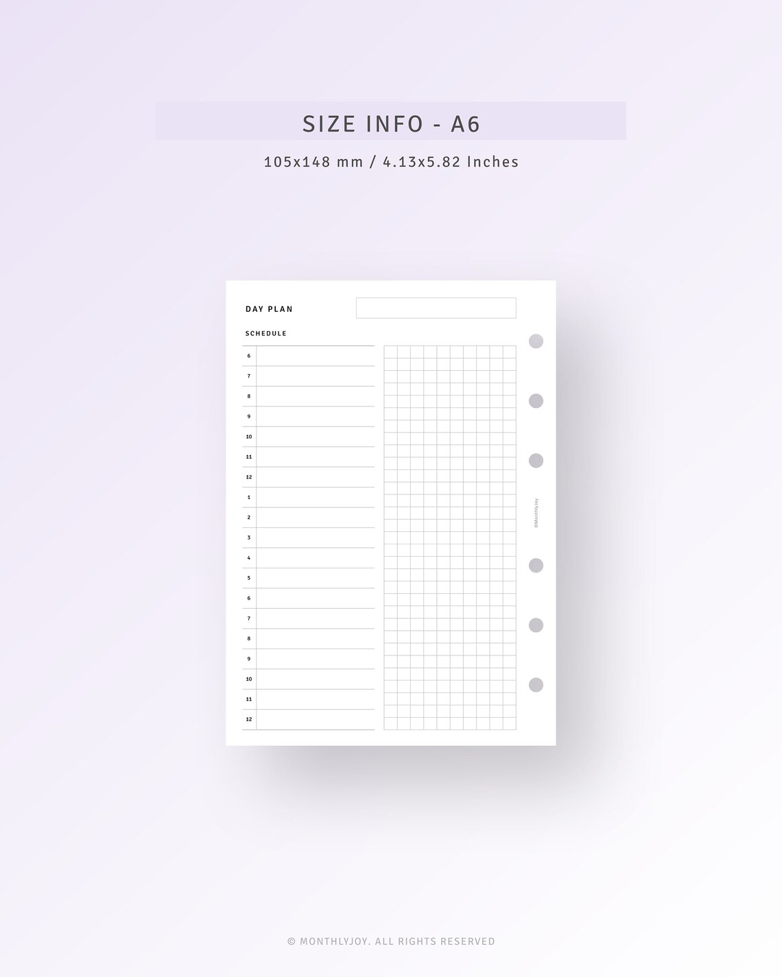 Day on 2 Pages Printable A6 Ring Undated Daily Planner Pdf - Etsy