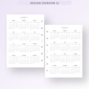 2024 Printable Calendar A6 Ring Inserts, 2024 Dated Yearly Overview, 12 ...