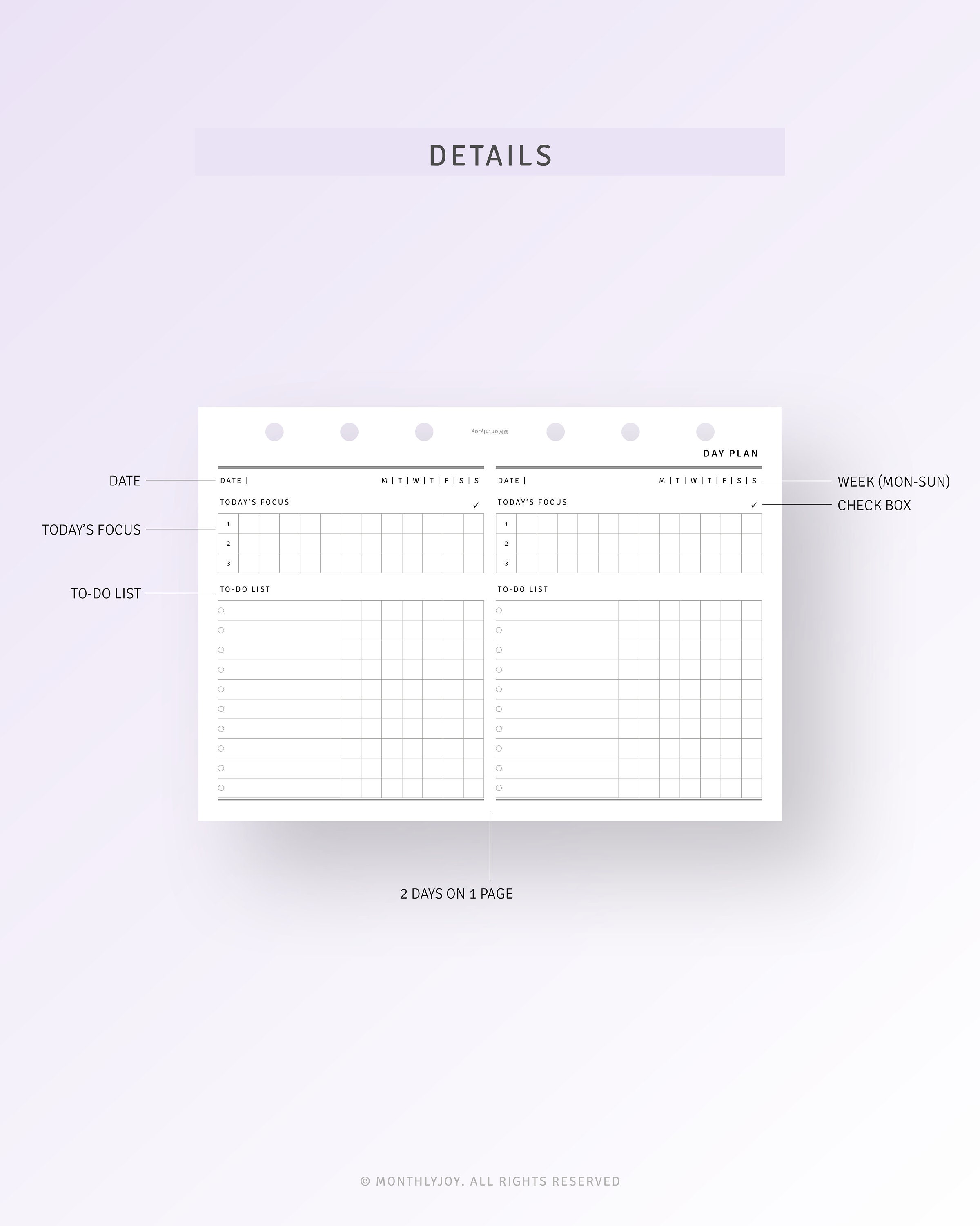 Undated Daily Planner Printable A6 Ring Binder, Today Schedule ...