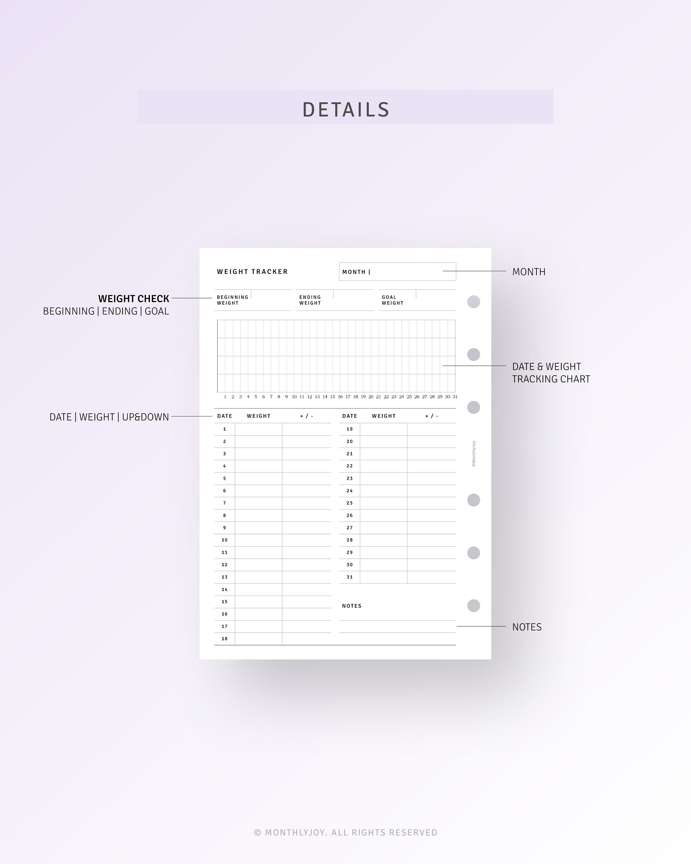 Weight Loss Tracker A6 Printable Inserts, Pounds Lost Chart, Diet ...