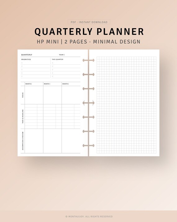 Quarterly Planner HP Mini Inserts Printable 3 Months Plan Etsy