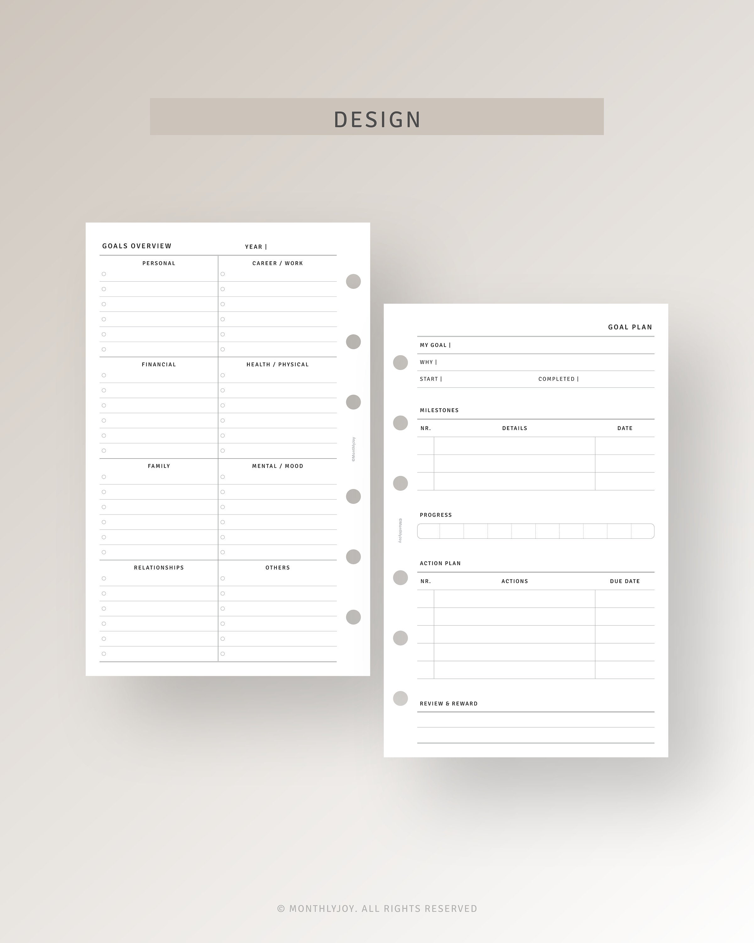 Life Goal Setting Planner Printable FC Compact Inserts, Vision Board ...