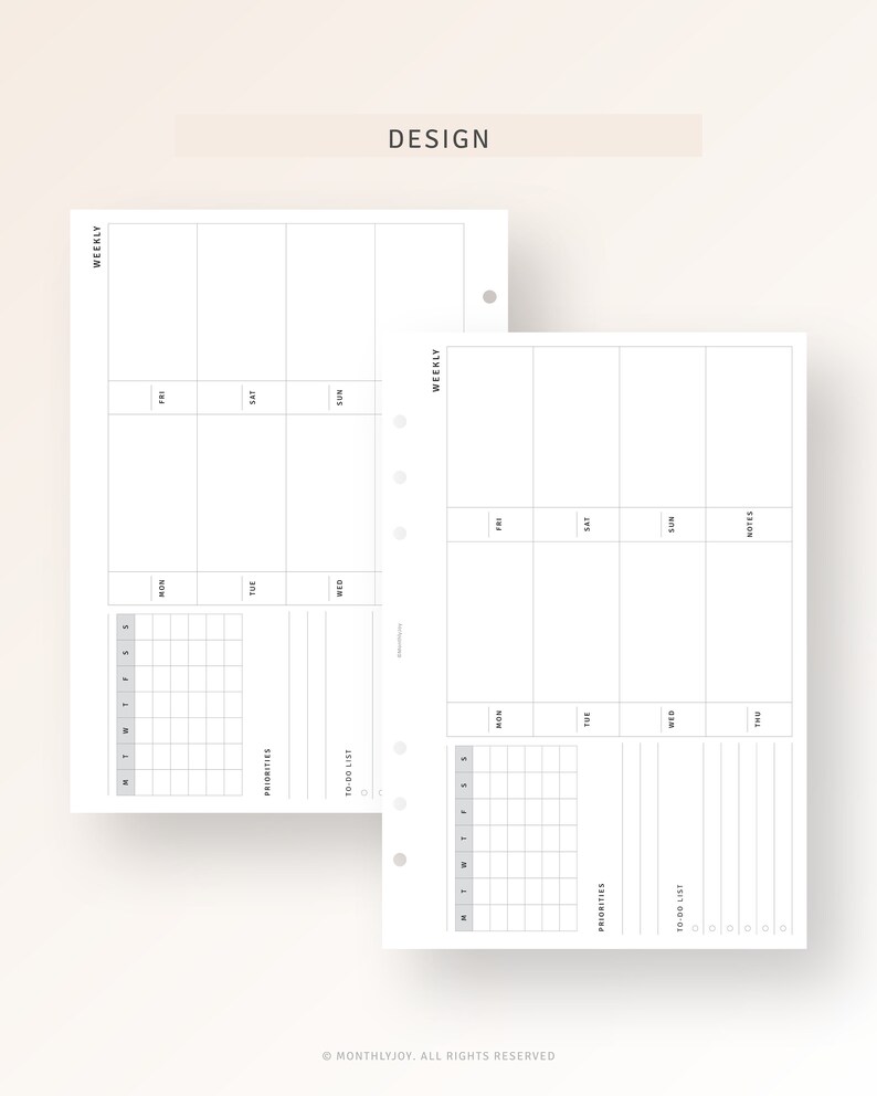 Undated Weekly Planner A5 Inserts Printable WO1P Weekly - Etsy UK