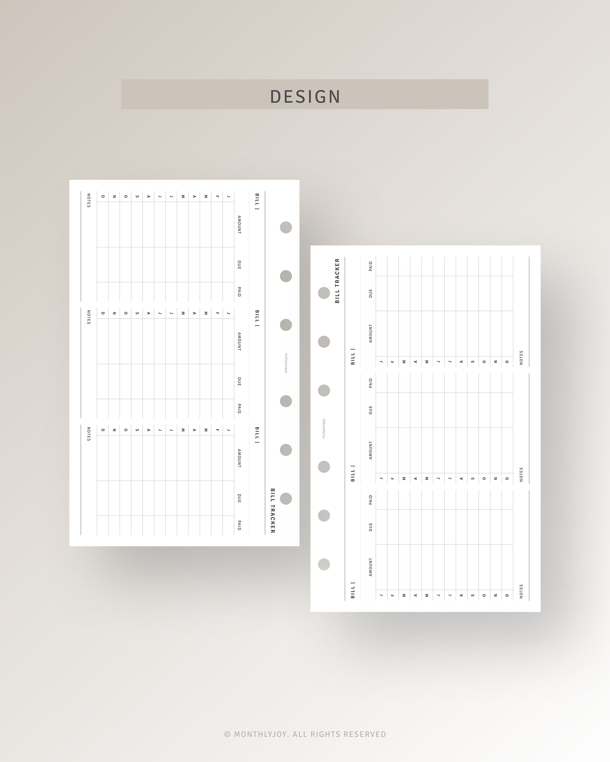 Bill Tracker FC Compact Inserts Printable Finance Planner, Payment ...