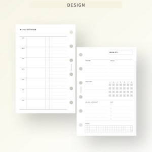 Puede incluir: Una p&aacute;gina de planificador imprimible con una secci&oacute;n de resumen semanal y una p&aacute;gina separada para el seguimiento de objetivos, ingresos y gastos, y una lista. La p&aacute;gina tambi&eacute;n incluye una secci&oacute;n para notas con una cuadr&iacute;cula.