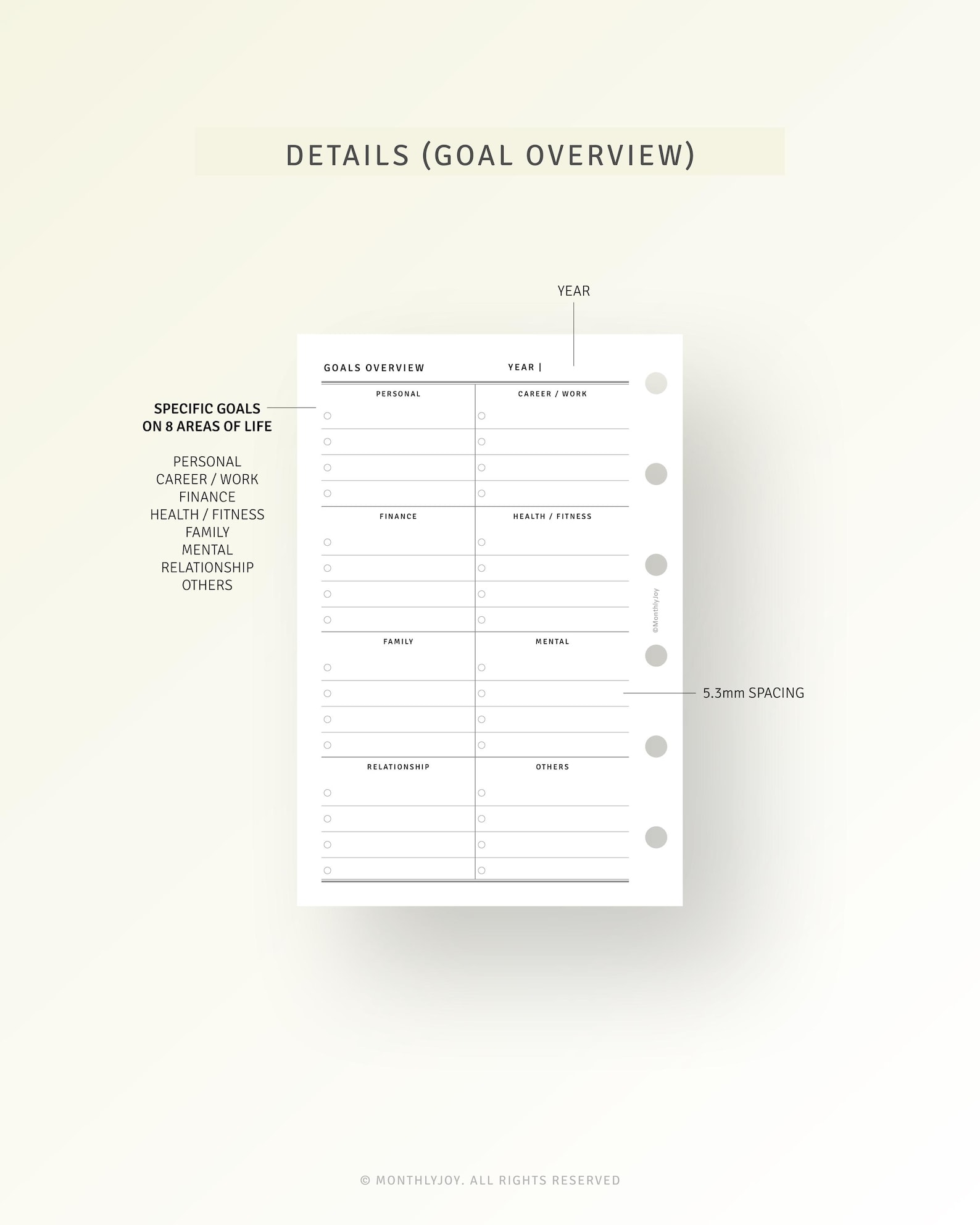Goals Overview.pdf Goal Overviewplanner Printable Pocket Size Inserts, 8 Area Life Goal ...