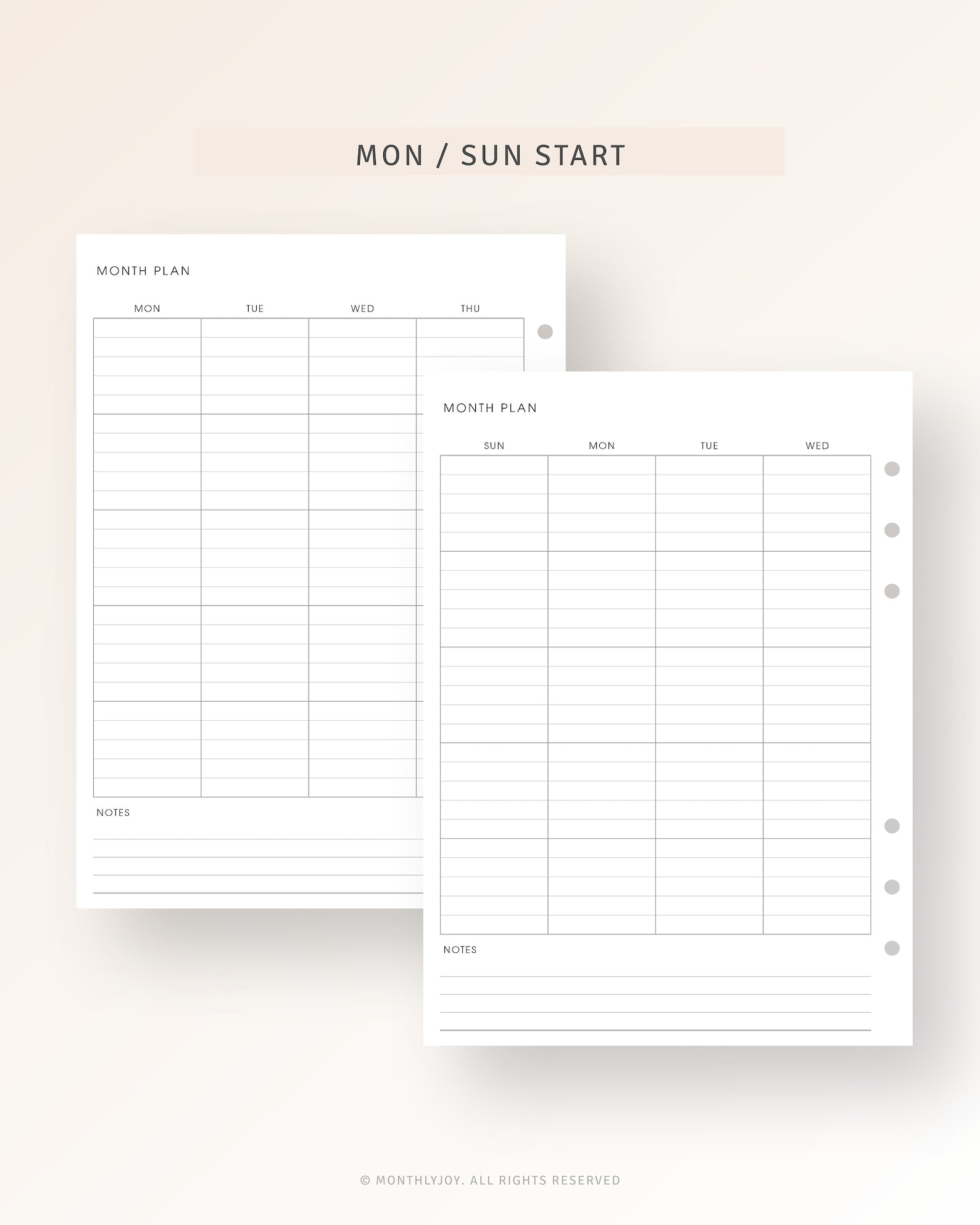 Monthly Planner PDF Printable A5 Planner Inserts Undated - Etsy