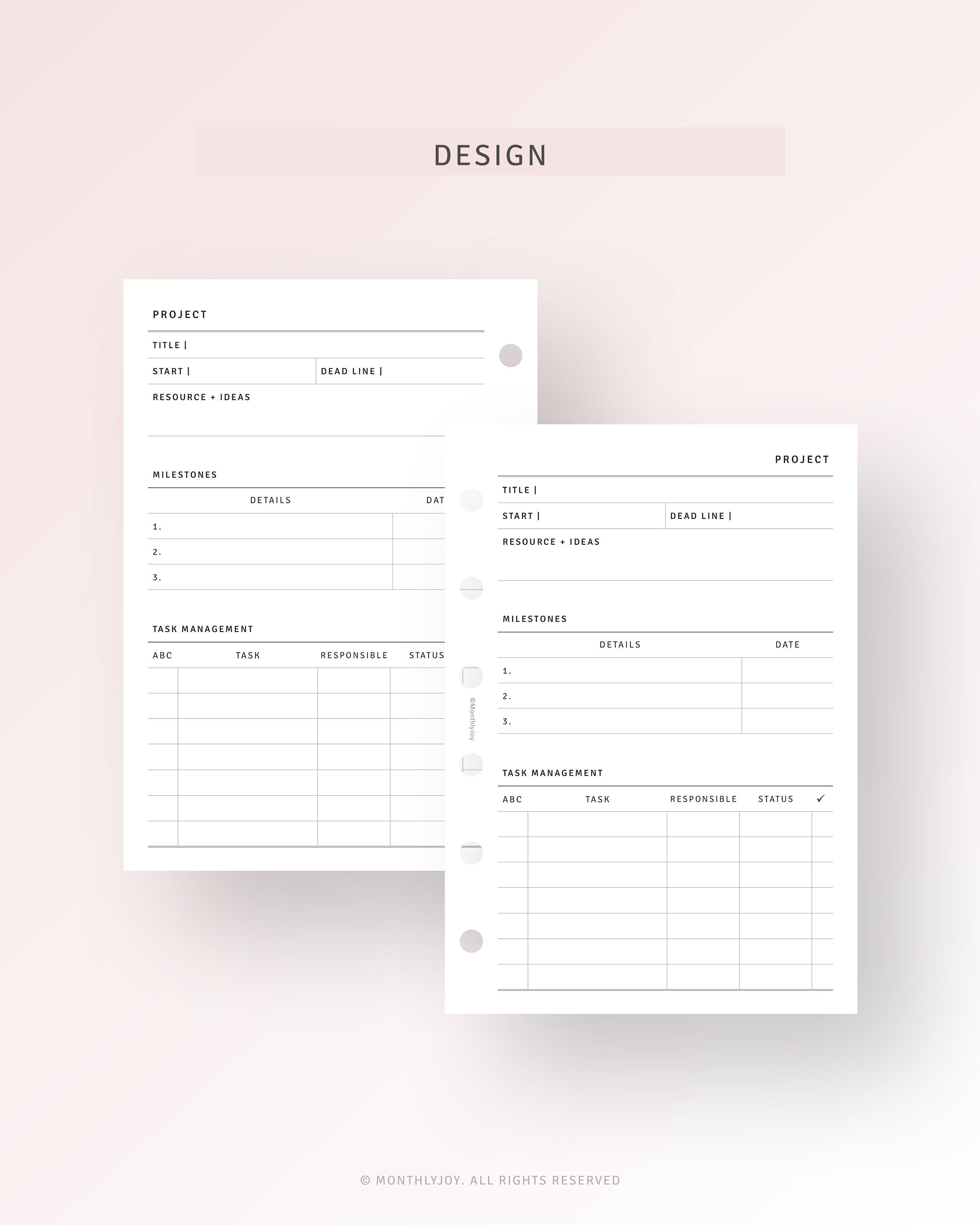 Project Planner Pocket Plus Inserts Printable Task Management, Business ...
